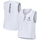 Chicago White Sox WEAR by Erin Andrews Women's Lace-Up Tank Top - White - MLB Sale