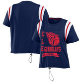 Cleveland Guardians WEAR by Erin Andrews Women's Cinched Colorblock T-Shirt - Navy - MLB Lifestyle