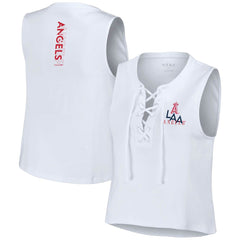 Los Angeles Angels WEAR by Erin Andrews Women's Lace-Up Tank Top - White - MLB Discount