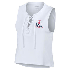 Los Angeles Angels WEAR by Erin Andrews Women's Lace-Up Tank Top - White - MLB Discount