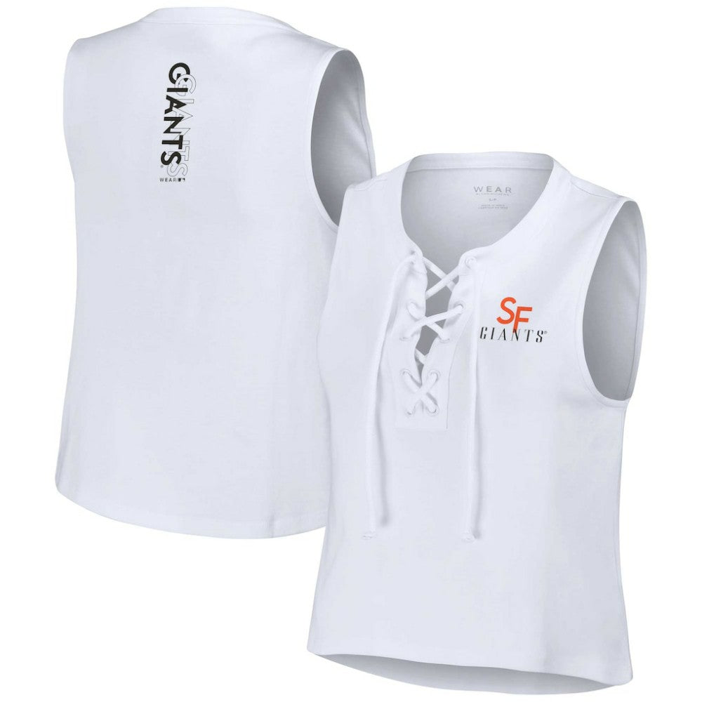 San Francisco Giants WEAR by Erin Andrews Women's Lace-Up Tank Top - White - MLB Online