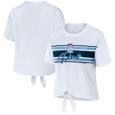 Minnesota Twins WEAR by Erin Andrews Women's Front Tie T-Shirt - White - MLB Sale