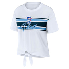 Minnesota Twins WEAR by Erin Andrews Women's Front Tie T-Shirt - White - MLB Sale