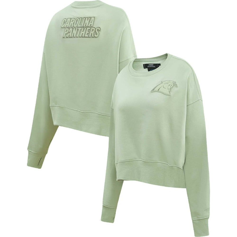 Carolina Panthers Pro Standard Women's Oversized Cropped Neutral Pullover Sweatshirt Light Green