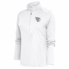 Cleveland Guardians Antigua Women's Brushed Metallic Tribute Half-Zip Pullover Top - White - MLB Lifestyle