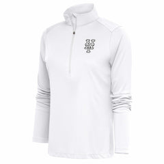New York Mets Antigua Women's Brushed Metallic Tribute Half-Zip Pullover Top - White - MLB on Sale