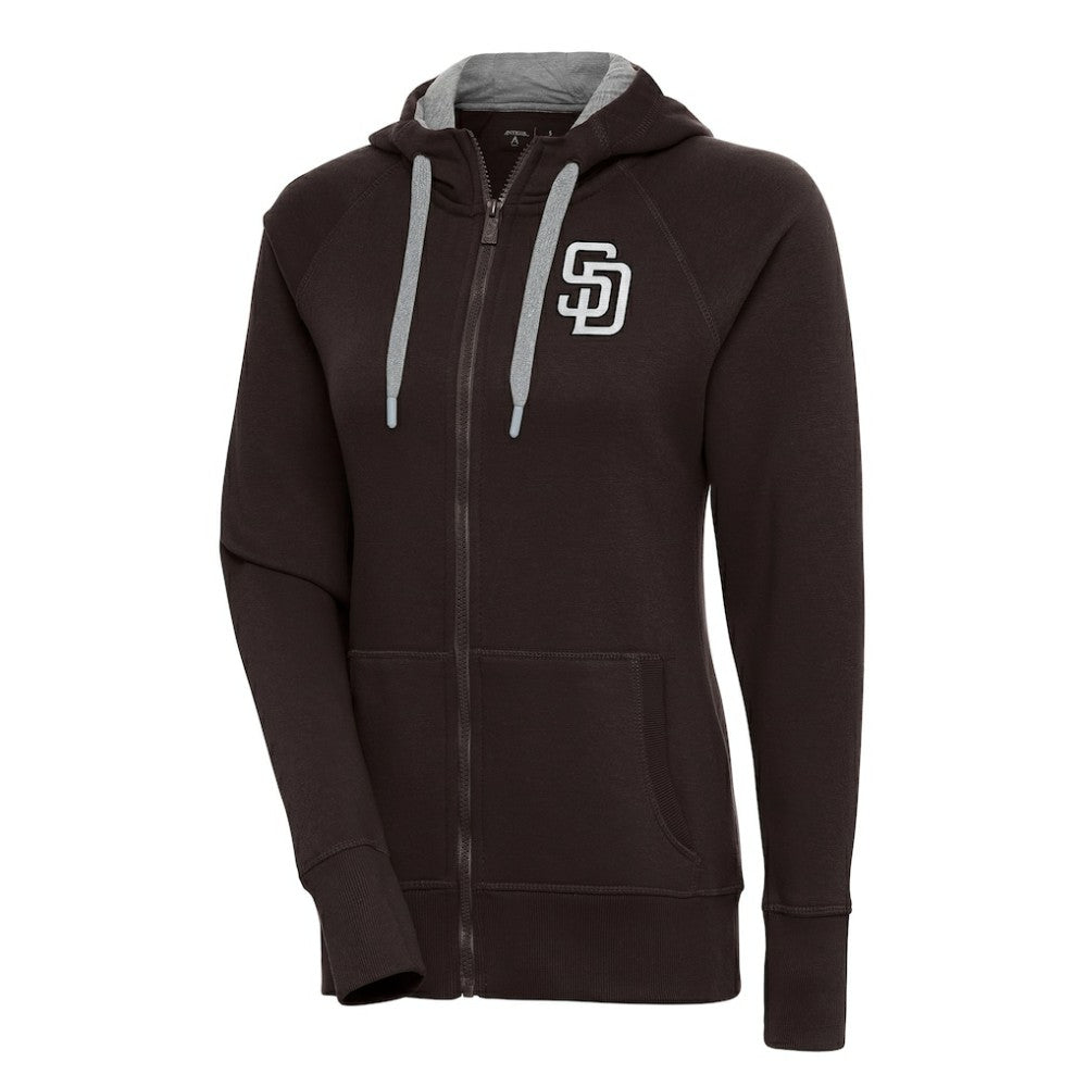 San Diego Padres Antigua Women's Brushed Metallic Victory Full-Zip Hoodie - Brown - MLB Online
