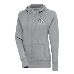 Los Angeles Dodgers Antigua Women's Brushed Metallic Victory Full-Zip Hoodie - Heather Gray - MLB Sale