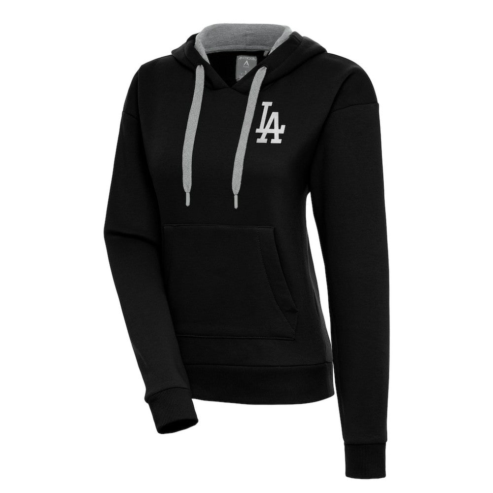 Los Angeles Dodgers Antigua Women's Brushed Metallic Victory Pullover Hoodie - Black - MLB on Sale