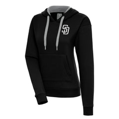 San Diego Padres Antigua Women's Brushed Metallic Victory Pullover Hoodie - Black - MLB Discount