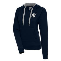 New York Yankees Antigua Women's Brushed Metallic Victory Pullover Hoodie - Navy - MLB on Sale
