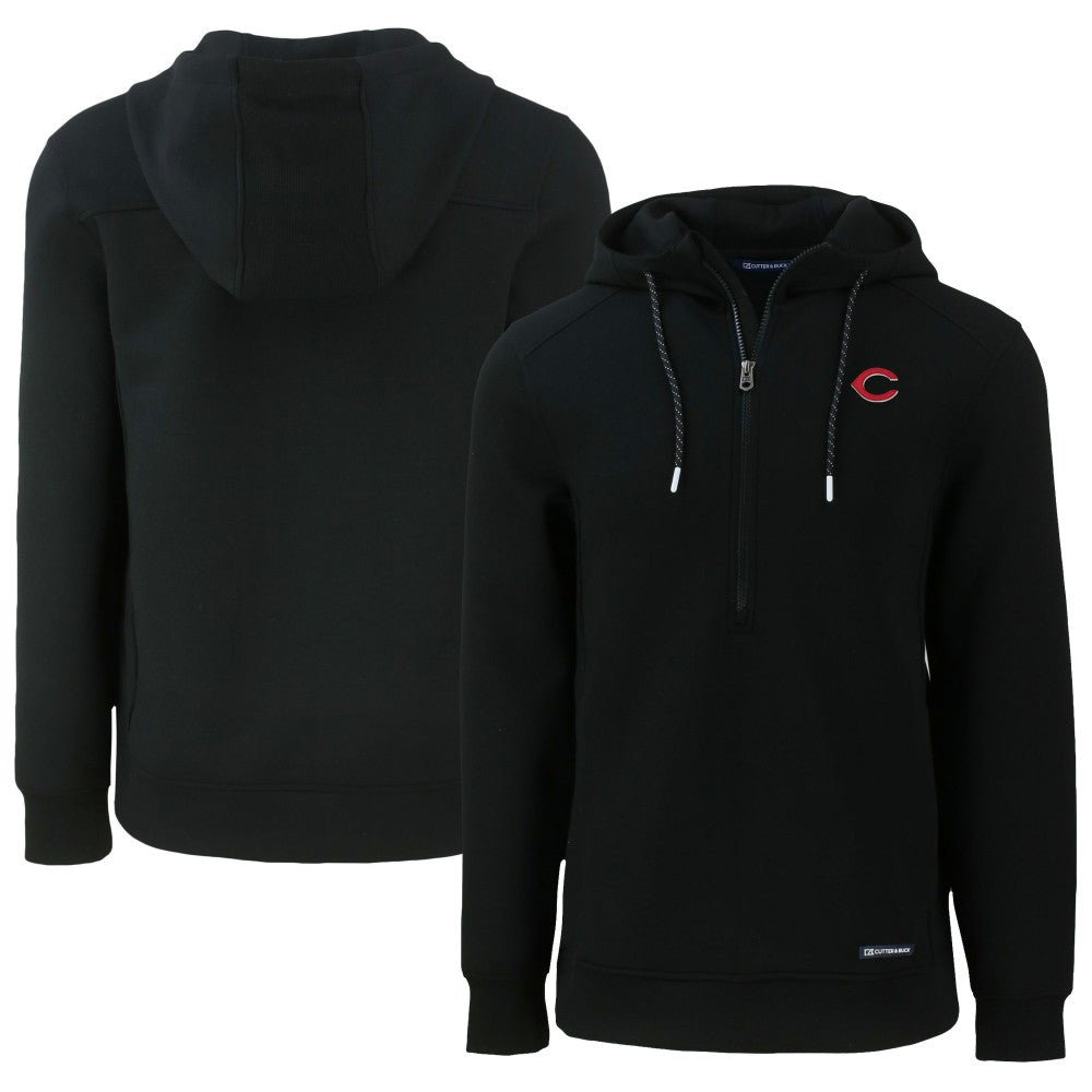 Cincinnati Reds Cutter & Buck Roam Eco Half-Zip Recycled Pullover Hoodie - Black - MLB on Sale