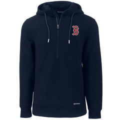 Boston Red Sox Cutter & Buck Roam Eco Half-Zip Recycled Pullover Hoodie - Navy - MLB on Sale
