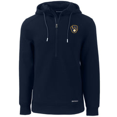 Milwaukee Brewers Cutter & Buck Roam Eco Half-Zip Recycled Pullover Hoodie - Navy - MLB Lifestyle