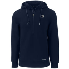 New York Yankees Cutter & Buck Roam Eco Half-Zip Recycled Pullover Hoodie - Navy - MLB Lifestyle