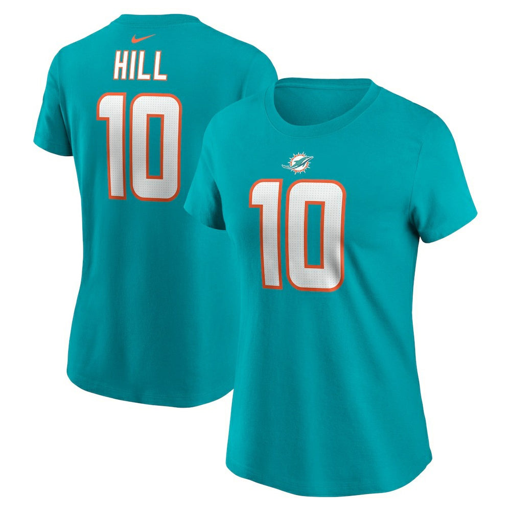 Nike Tyreek Hill Miami Dolphins Women's Player Name & Number T-Shirt Aqua