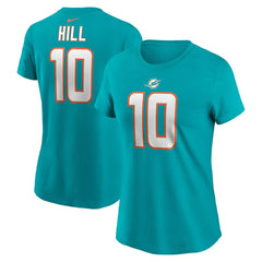 Nike Tyreek Hill Miami Dolphins Women's Player Name & Number T-Shirt Aqua