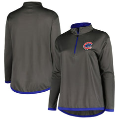 Chicago Cubs Profile Women's Plus Size Quarter-Zip Jacket - Charcoal - MLB Lifestyle