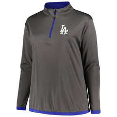 Los Angeles Dodgers Profile Women's Plus Size Quarter-Zip Jacket - Charcoal - MLB Lifestyle