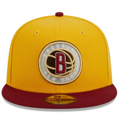 Brooklyn Nets Fall Leaves 2-Tone 59FIFTY Fitted Hat Yellow/Red | New Era Lifestyle