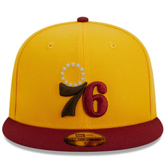 Philadelphia 76ers Fall Leaves 2-Tone 59FIFTY Fitted Hat Yellow/Red | New Era outlet