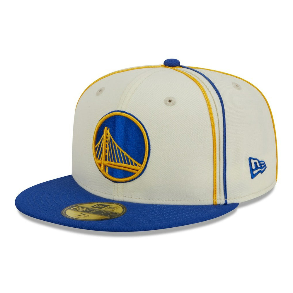 Golden State Warriors Piping 2-Tone 59FIFTY Fitted Hat for sale Cream/Royal | New Era