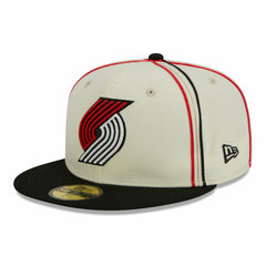 Portland Trail Blazers Piping 2-Tone 59FIFTY Fitted Hat Cream/Black | New Era for sale