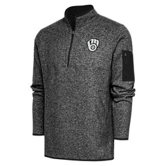 Milwaukee Brewers Antigua Metallic Fortune Quarter-Zip Pullover Jacket - Heather Black - MLB Online