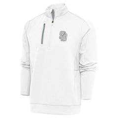 San Diego Padres Antigua Metallic Generation Quarter-Zip Pullover Top - White - MLB Lifestyle