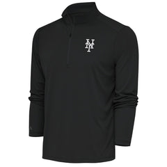 New York Mets Antigua Metallic Tribute Quarter-Zip Top - Charcoal - MLB Discount