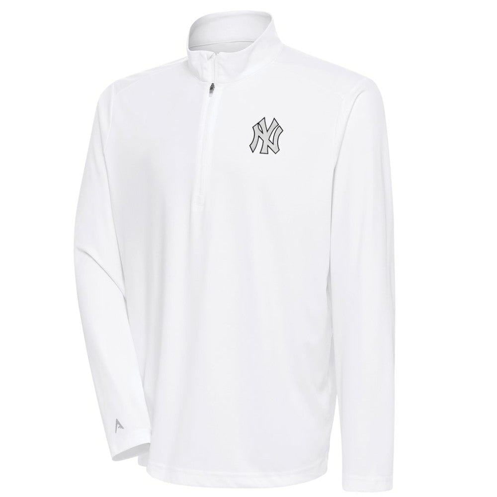 New York Yankees Antigua Metallic Tribute Quarter-Zip Top - White - MLB Sale