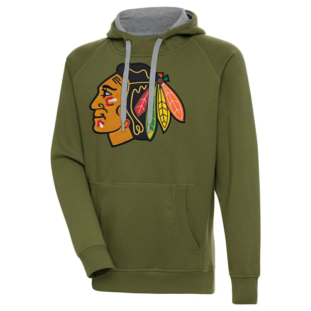 Chicago Blackhawks Antigua Victory Pullover Hoodie - Olive - NHL 200069204
