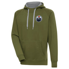 Edmonton Oilers Antigua Victory Pullover Hoodie - Olive - NHL 200069226