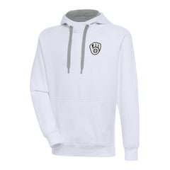 Milwaukee Brewers Antigua Metallic Victory Pullover Hoodie - White - MLB Lifestyle