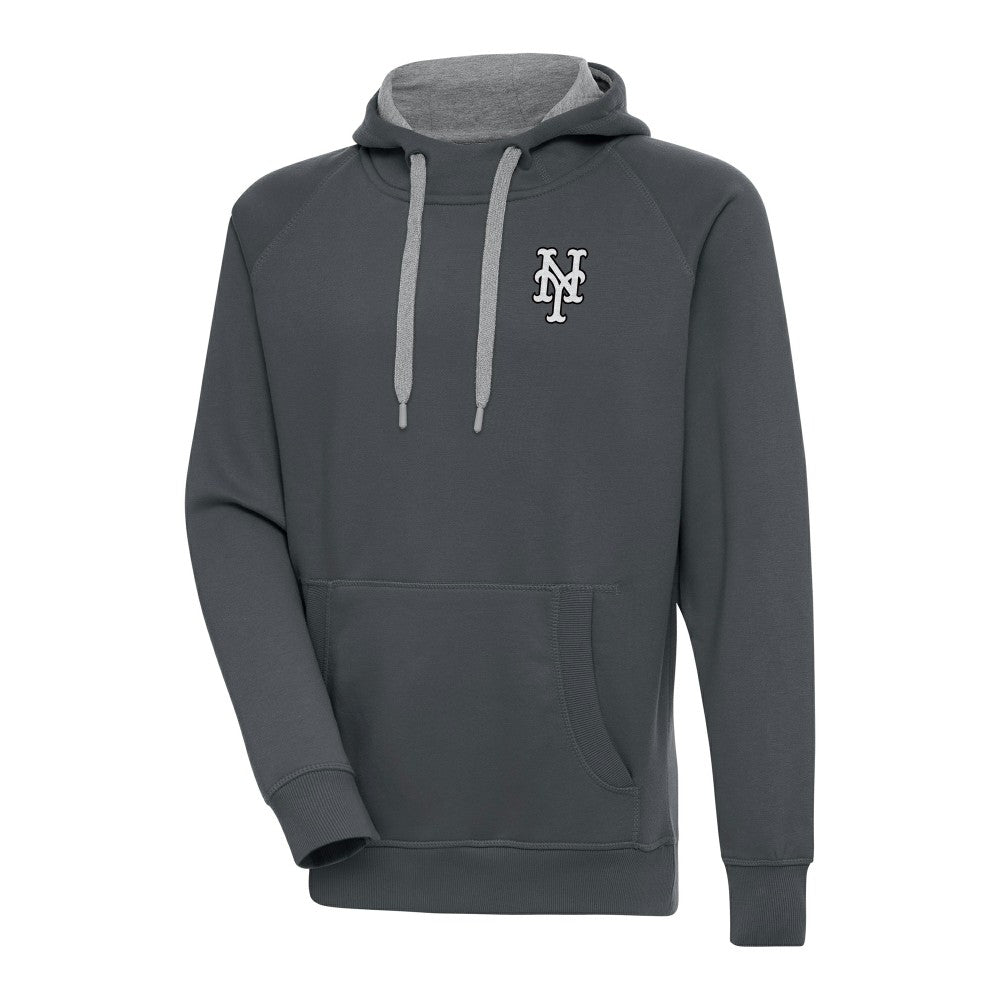 New York Mets Antigua Metallic Victory Pullover Hoodie - Charcoal - MLB Sale