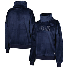 Tennessee Titans DKNY Sport Women's Deliliah Rhinestone Funnel Neck Pullover Sweatshirt Navy