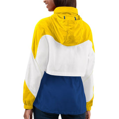 Los Angeles Rams G-III 4Her by Carl Banks Women's Tie Breaker Lightweight Quarter-Zip Jacket Royal/Gold