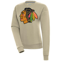 Chicago Blackhawks Antigua Women's Victory Pullover Sweatshirt - Khaki - NHL 200070111