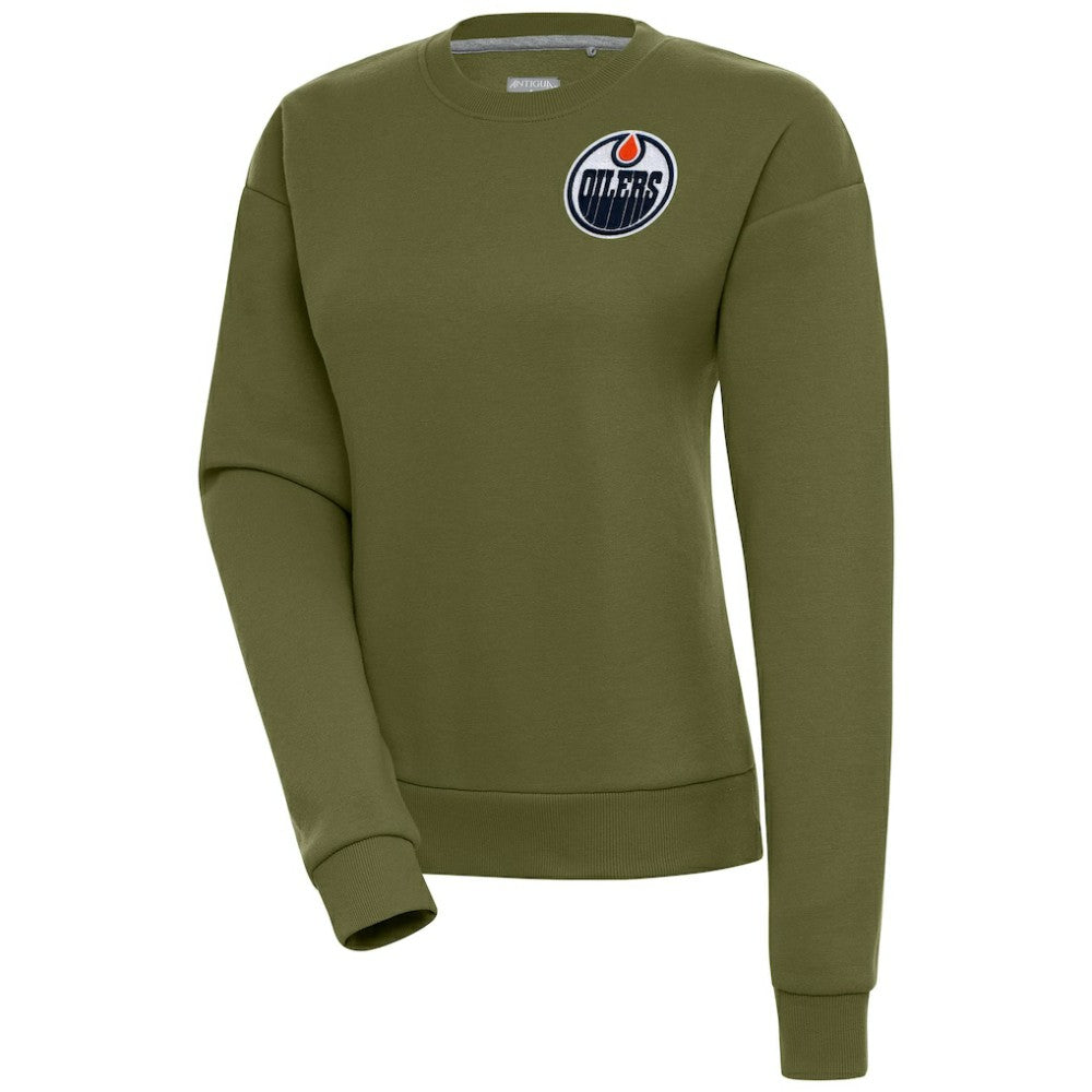 Edmonton Oilers Antigua Women's Victory Pullover Sweatshirt - Olive - NHL 200070134