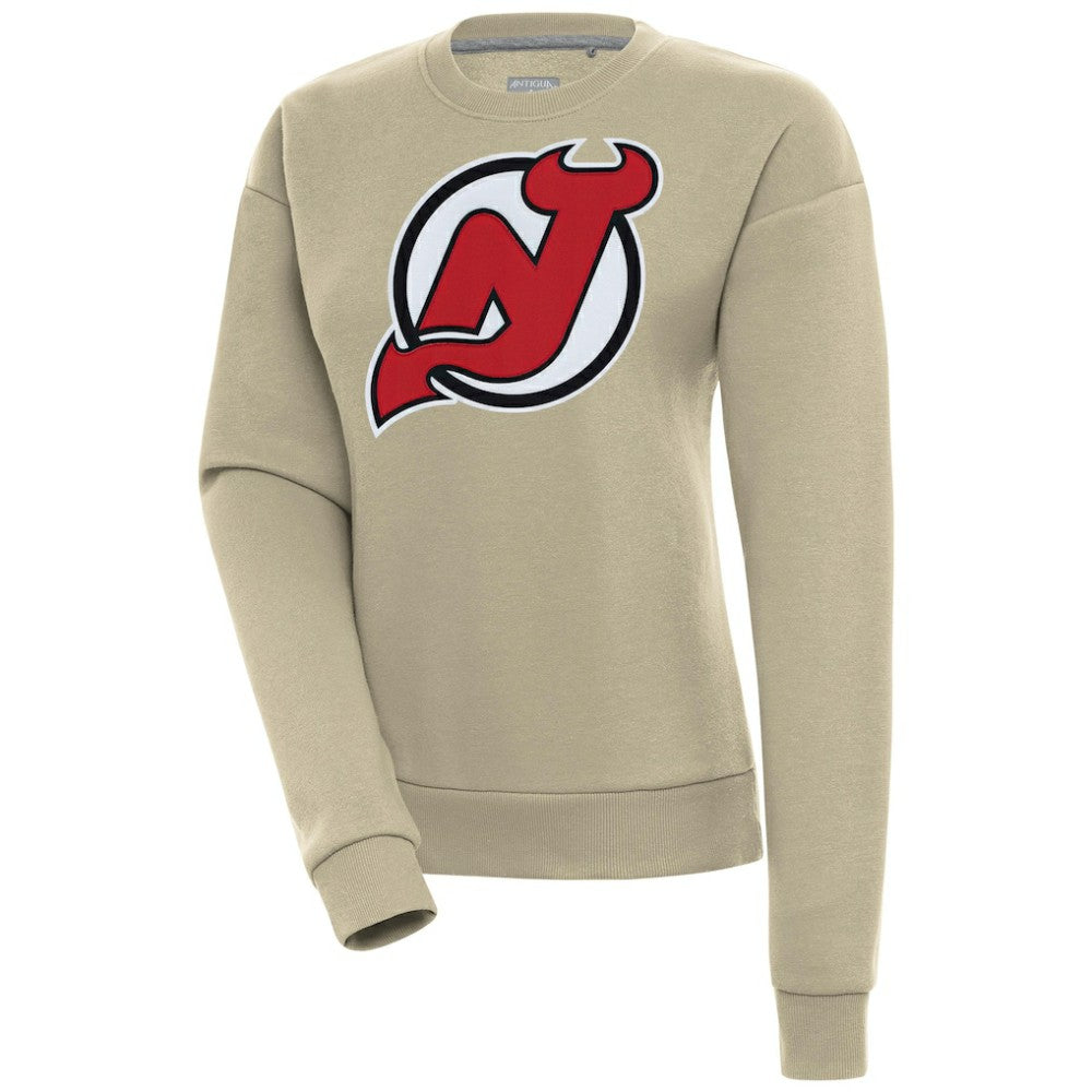 New Jersey Devils Antigua Women's Victory Pullover Sweatshirt - Khaki - NHL 200070153