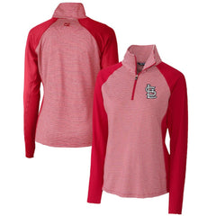 St. Louis Cardinals Cutter & Buck Women's DryTec Forge Tonal Stripe Half-Zip Top - Red - MLB Discount