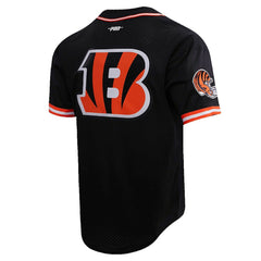 Joe Burrow Cincinnati Bengals Pro Standard Mesh Baseball Button-Up T-Shirt Black