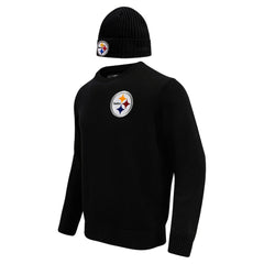 Pittsburgh Steelers Pro Standard Crewneck Pullover Sweater & Cuffed Knit Hat Box Gift Set Black