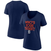 Detroit Tigers Women's Hometown Tiger Daddy V-Neck T-Shirt - Navy - MLB Discount