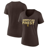 San Diego Padres Women's Hometown 619 Beisbol V-Neck T-Shirt - Brown - MLB on Sale