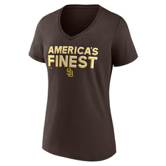 San Diego Padres Women's Hometown 619 Beisbol V-Neck T-Shirt - Brown - MLB on Sale