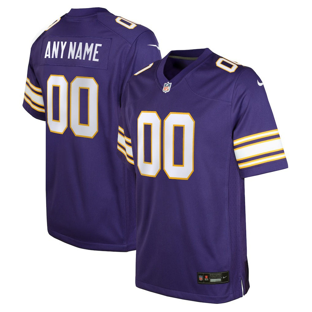 Nike Minnesota Vikings Youth Classic Custom Game Jersey Purple