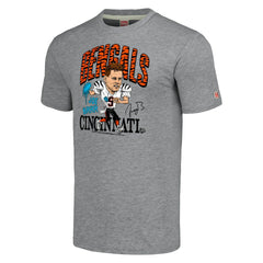 Joe Burrow Cincinnati Bengals Homage Unisex Caricature Player Tri-Blend T-Shirt Gray