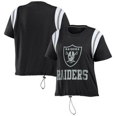 Las Vegas Raiders WEAR by Erin Andrews Women's Cinched Colorblock T-Shirt Black