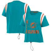 Miami Dolphins WEAR by Erin Andrews Women's Cinched Colorblock T-Shirt Aqua